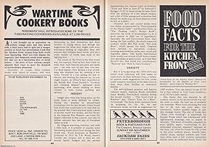 Bild des Verkufers fr Wartime Cookery Books. This is an original article separated from an issue of The Book & Magazine Collector publication, 1987. zum Verkauf von Cosmo Books