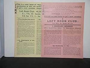Left Book Club publicity ephemera, mainly membership flyers issued with books