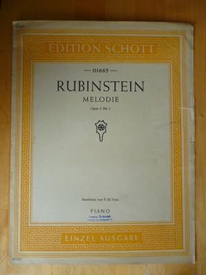 Image du vendeur pour Rubinstein. Melodie Opus 3 Nr. 1. Piano. Edition Schott No. 01665. Einzelausgabe. mis en vente par Versandantiquariat Harald Gross