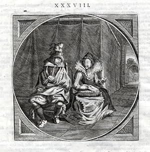 Antique Print-PROVERB-NEEDLE-THREAD-LOVE-J. Cats-1655