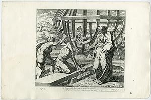 Antique Print-NOAH-ARK-BUILDING-HULL-GENESIS-Chapron-1649