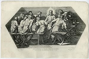 Antique Print-LAST SUPPER-CHRIST-JESUS-DISCIPLES-Chapron-1649
