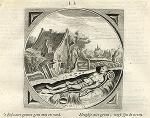 Antique Print-PROVERB-DEATH-DESTRUCTION-Jacob Cats-1655