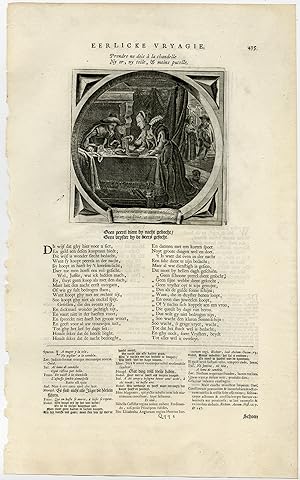 Antique Print-Emblem-Satirical-Proverb-LOVE-PEARLS-LOOKS-NIGHT-Venne-Cats-1655