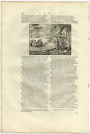 Antique Satire Print-MARRIAGE-BRIDE-SAILOR-Cats-1655