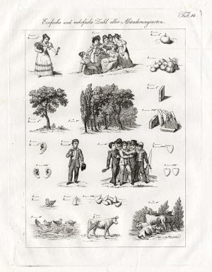Antique Print-LANGUAGE-COSTUME-COWS-FRUIT-Czech-1844