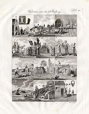 Antique Print-SHEPHARD-SHEEP-KING-HORSE-Czech-1844