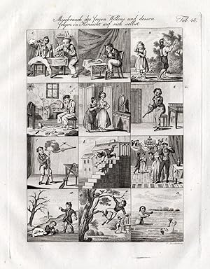 Antique Print-DANGER-BAD BEHAVIOUR-HABITS-Czech-1844