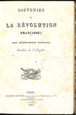 Souvenir de la Révolution Française par Héléna -Maria Williams