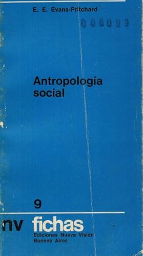 Bild des Verkufers fr Antropologa social. [Ttulo original: Social Anthropology. Traduccin de Sara Hebe Goldemberg]. zum Verkauf von La Librera, Iberoamerikan. Buchhandlung