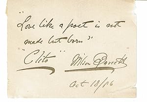 AUTOGRAPH QUOTATION FROM "CLITO" SIGNED BY ENGLISH THEATRE MANAGER, ACTOR AND PLAYWRIGHT WILSON B...