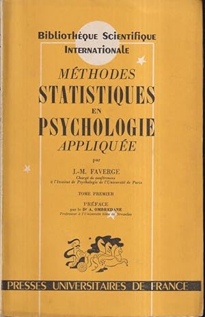 Seller image for Mthodes statistiques en psychologie applique. / Tome premier for sale by PRISCA
