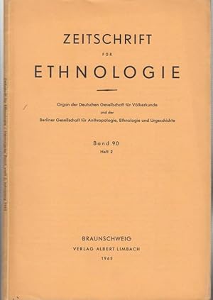 Bild des Verkufers fr Zeitschrift fr Ethnologie. Band 90, Heft 2, 1965. - Inhalt: Abhandlungen und Vortrge von Kauffmann: Nekrolog James Philip Mills / Schmitz: Heiratsklassen / Nachtigall: Beitrge zur Kultur der indianischen Lamazchter der Puna de Atacama / Lindig: Hakataya und Patayan / Lechner-Knecht: Reisenotizen ber Zauberhandlungen in Mexiko / Mylius: Zur Entstehung von varna - System und Kastenwesen / Brewster: The Cheremis game Selcekteny - Mudone and the I.c. (ussian) Scelcki (in englischer Sprache) / Jaritz: Rtsel um die 'White Lady' vom Brandberg / Maruyama: Cultural engineering toward mental health: Individual, intracultural and trancultural solutions (in englischer Sprache) // Kleine Mitteilungen / Buchbesprechungen und Bibliographien. zum Verkauf von Antiquariat Carl Wegner