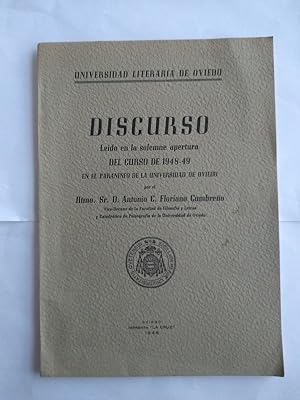 Imagen del vendedor de Discurso leido en la solemne apertura del curso de 1948   49 a la venta por Libros Ambig