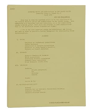 Japanese Groups and Associations in the United States Community Analysis Report No. 3, March 1943