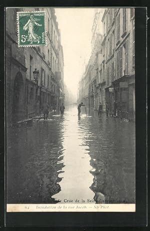 Carte postale Paris, inondation, La Crue de la Seine, Inondations de la rue Jacob