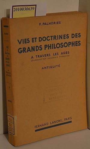 Bild des Verkufers fr Vies et doctrines des Grands Philosophes zum Verkauf von ralfs-buecherkiste