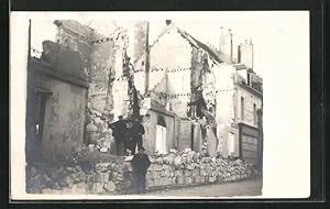 Photo-Carte postale Soissons, vue de ruines eines Hauses