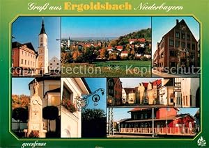 Postkarte Carte Postale 73671481 Ergoldsbach Kirche Panorama Brunnen Wirtshausschild Strassenpart...