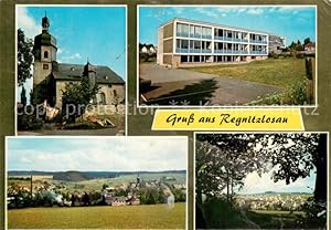Postkarte Carte Postale 73671601 Regnitzlosau Kirche Schulhaus Ansicht vom Waldrand aus Regnitzlosau