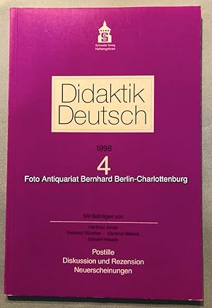 Bild des Verkufers fr Didaktik Deutsch. Halbjahresschrift fr die Didaktik der deutschen Sprache und Literatur. Mitteilungsorgan des Symposions Deutschdidaktik e.V. Heft 4 / 1998 (einzelne Ausgabe) zum Verkauf von Antiquariat Bernhard