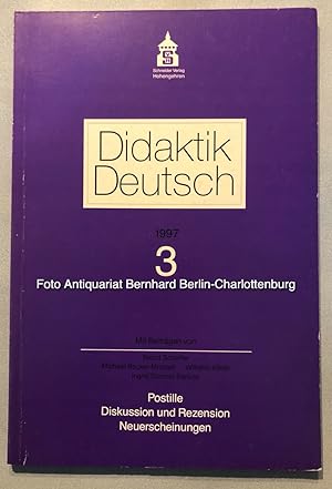 Bild des Verkufers fr Didaktik Deutsch. Halbjahresschrift fr die Didaktik der deutschen Sprache und Literatur. Mitteilungsorgan des Symposions Deutschdidaktik e.V. Heft 3 / 1997 (einzelne Ausgabe) zum Verkauf von Antiquariat Bernhard