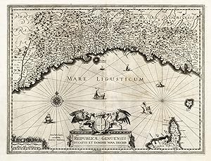 Antique Map-ITALY-GENUA-NICE-Hondius-Janssonius-1636
