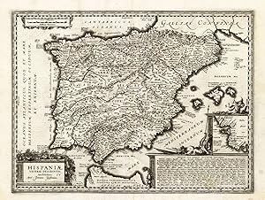 Antique Map-OLD SPAIN-Hondius-Janssonius-1633