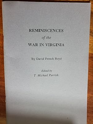 Bild des Verkufers fr Reminiscences of the War in Virginia zum Verkauf von Nash Books