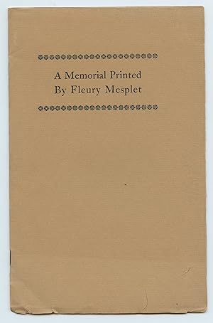 A Memorial Printed By Fleury Mesplet