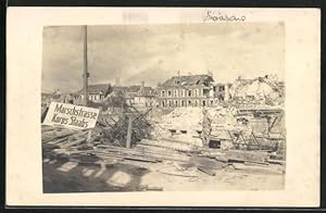 Carte postale Soissons, La Ville détruite