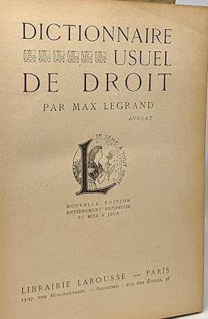 Seller image for Dictionnaire usuel de droit for sale by crealivres