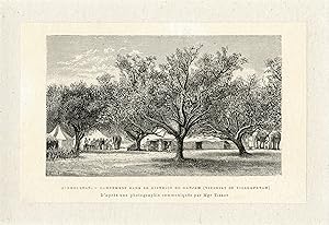 "L'INDOUSTAN : Campement dans le District de GANJAM" Gravure par CANEDI entoilée 1890
