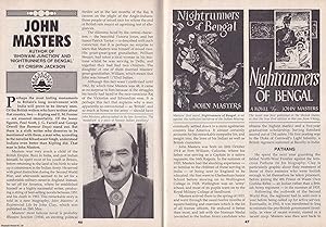 Bild des Verkufers fr John Masters. Author of Bhowani Junction. This is an original article separated from an issue of The Book & Magazine Collector publication, 1992. zum Verkauf von Cosmo Books