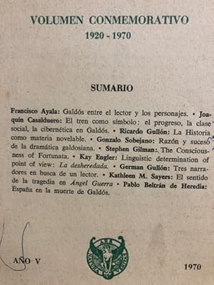 Anales galdosianos. Año V, 1970.