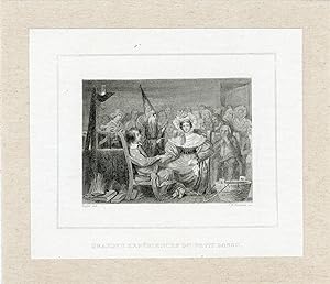 "GRANDES EXPÉRIENCES DU PETIT BOSSU (Paul DE KOCK)" Gravure entoilée RAFFET 1836