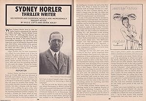 Seller image for Sydney Horler. Thriller Writer. This is an original article separated from an issue of The Book & Magazine Collector publication, 1990. for sale by Cosmo Books
