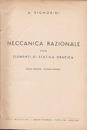 Imagen del vendedor de Meccanica razionale con elementi di statica grafica - Volume II a la venta por librisaggi