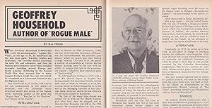 Seller image for Geoffrey Household. Author of Rogue Male. This is an original article separated from an issue of The Book & Magazine Collector publication, 1990. for sale by Cosmo Books