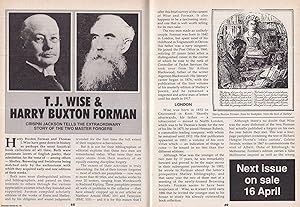 Bild des Verkufers fr T. J. Wise and Harry Buxton Forman. The Extraordinary Story of The Two Master Forgers. This is an original article separated from an issue of The Book & Magazine Collector publication, 1993. zum Verkauf von Cosmo Books