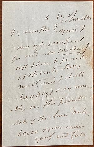 Holograph 4pp. letter dated 22 June 1846 to an unnamed recipient, Mr. P.