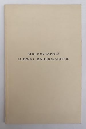 Bild des Verkufers fr Bibliographie Ludwig Radermacher. Mit 1 Abb. zum Verkauf von Der Buchfreund