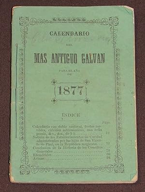 Calendario Del Más Antiguo Galván Para El Año De 1877