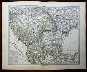 Ottoman Empire Austria-Hungary Balkans Serbia Croatia 1878 Petermann large map