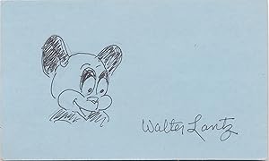 Andy Panda, Signed Sketch, on a small 8vo blue card