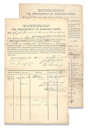 For Appraisement of Damaged Goods. [two partly-printed forms "Printed for William Banks, Ship-Bro...