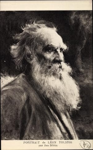 Imagen del vendedor de Knstler Ansichtskarte / Postkarte Styka, J., Portrait de Leon Tolstoi, Russischer Schriftsteller a la venta por akpool GmbH