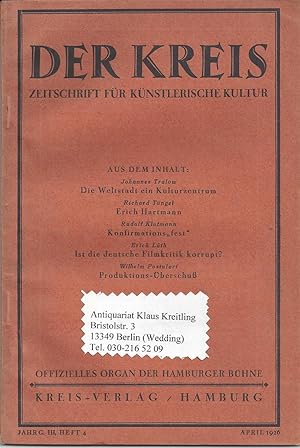 Der Kreis - Zeitschrift für künstlerische Kultur. Offizielles Organ der Hamburger Bühne