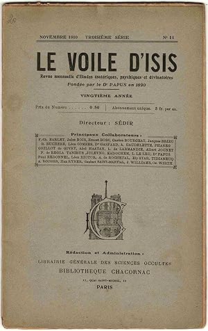 Le Voile d'Isis. Revue mensuelle d'Études ésoteriques, psychiques et divinatoires. Vingtième anné...