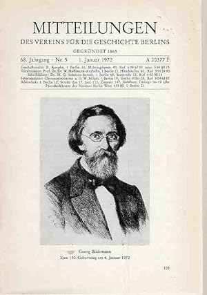 Bild des Verk�ufers f�r Mitteilungen des Vereins f�r die Geschichte Berlins, 68. Jg., Januar 1972. Heft 1. zum Verkauf von Fundus-Online GbR Borkert Schwarz Zerfa�